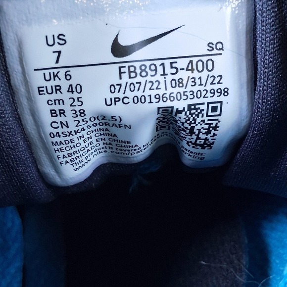 Nike Air Max 1 Corduroy Shoes Mens 7 Blue Running Athletic Sneakers FB8915-400 main image 7